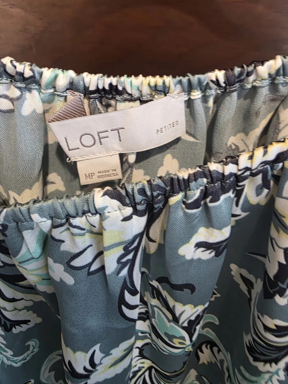LOFT Off-Shoulder Floral Blouse in Sage Green
